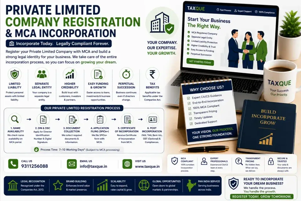 Private Limited Registration — TaxQue Statutory Services